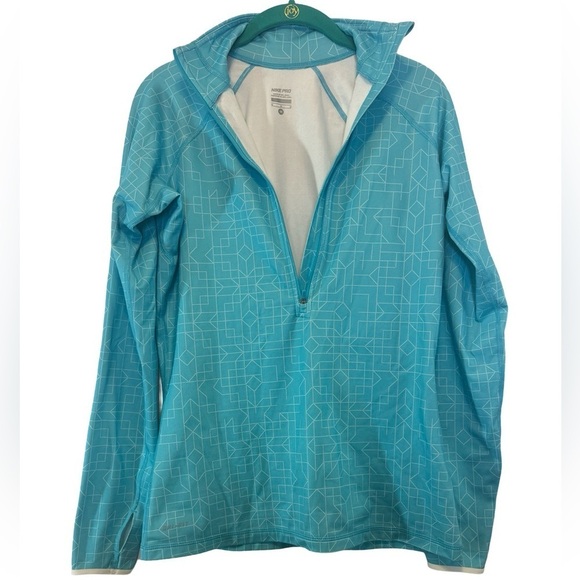 Nike Baby Blue with White Geometric Pattern Dri-Fit Half Zip Size M - Picture 7 of 15